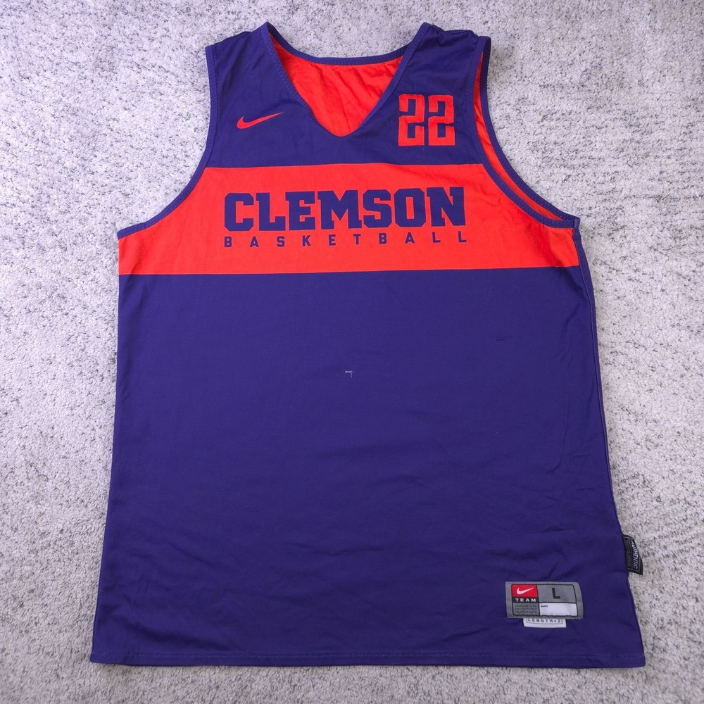 Clemson Tigers Basketball Jersey Mens Large +2 Length Practice Reversible Nike